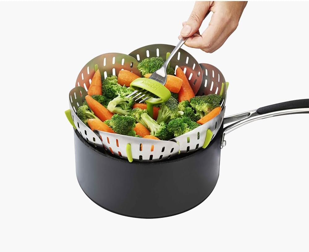 Joseph Joseph Bloom Steel Folding Steamer Basket Green