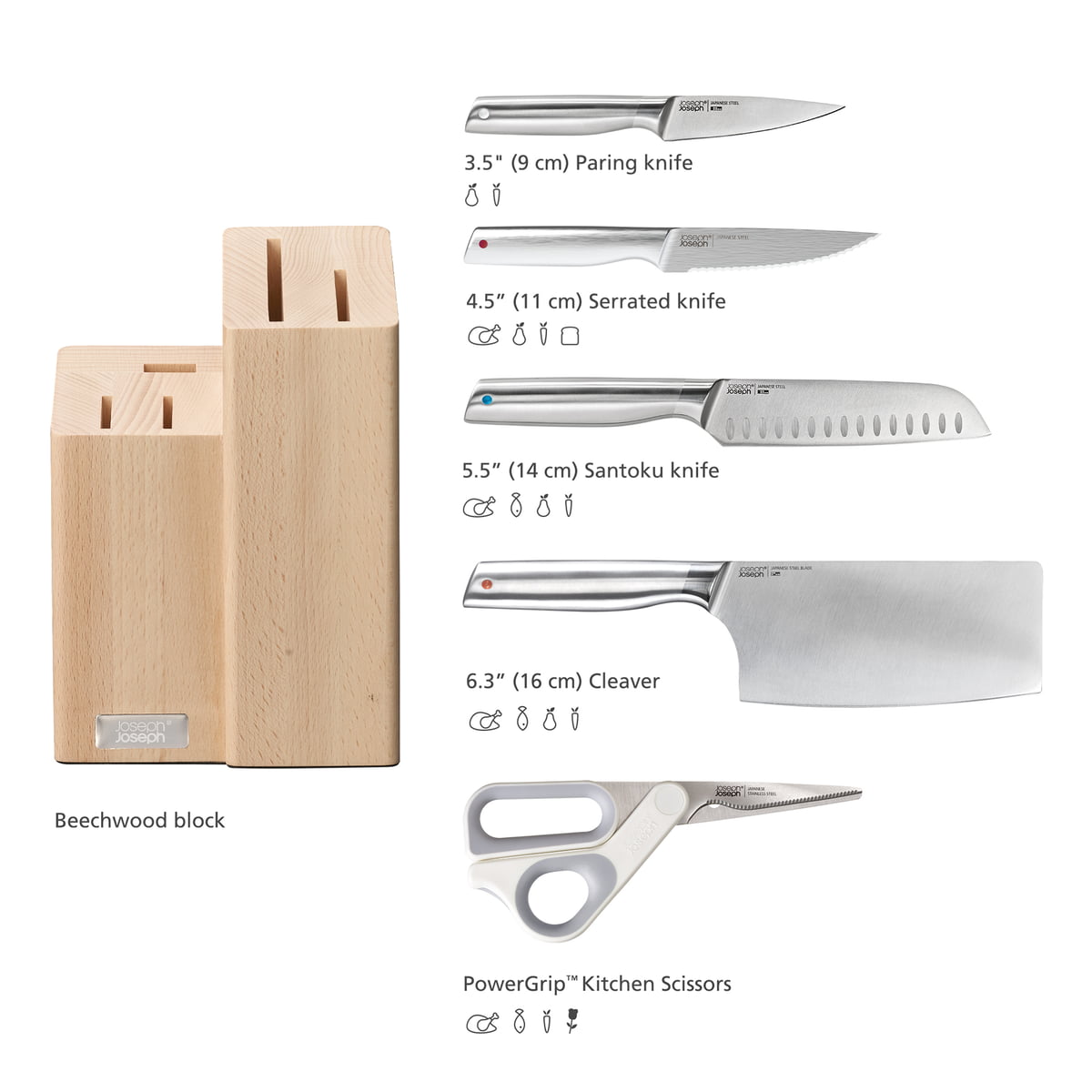 Joseph Joseph Elevate Fusion Knife & Scissor Block Set of 5