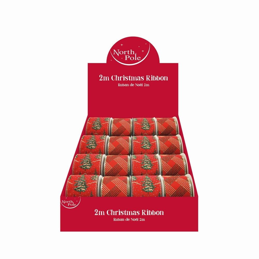 Eurowrap 2-Meter Velvet Glitter Ribbon – Christmas Gift Wrapping, Holiday Crafts, Seasonal Decorative Ribbon, Festive Gift Presentation, and Holiday Celebration Essentials