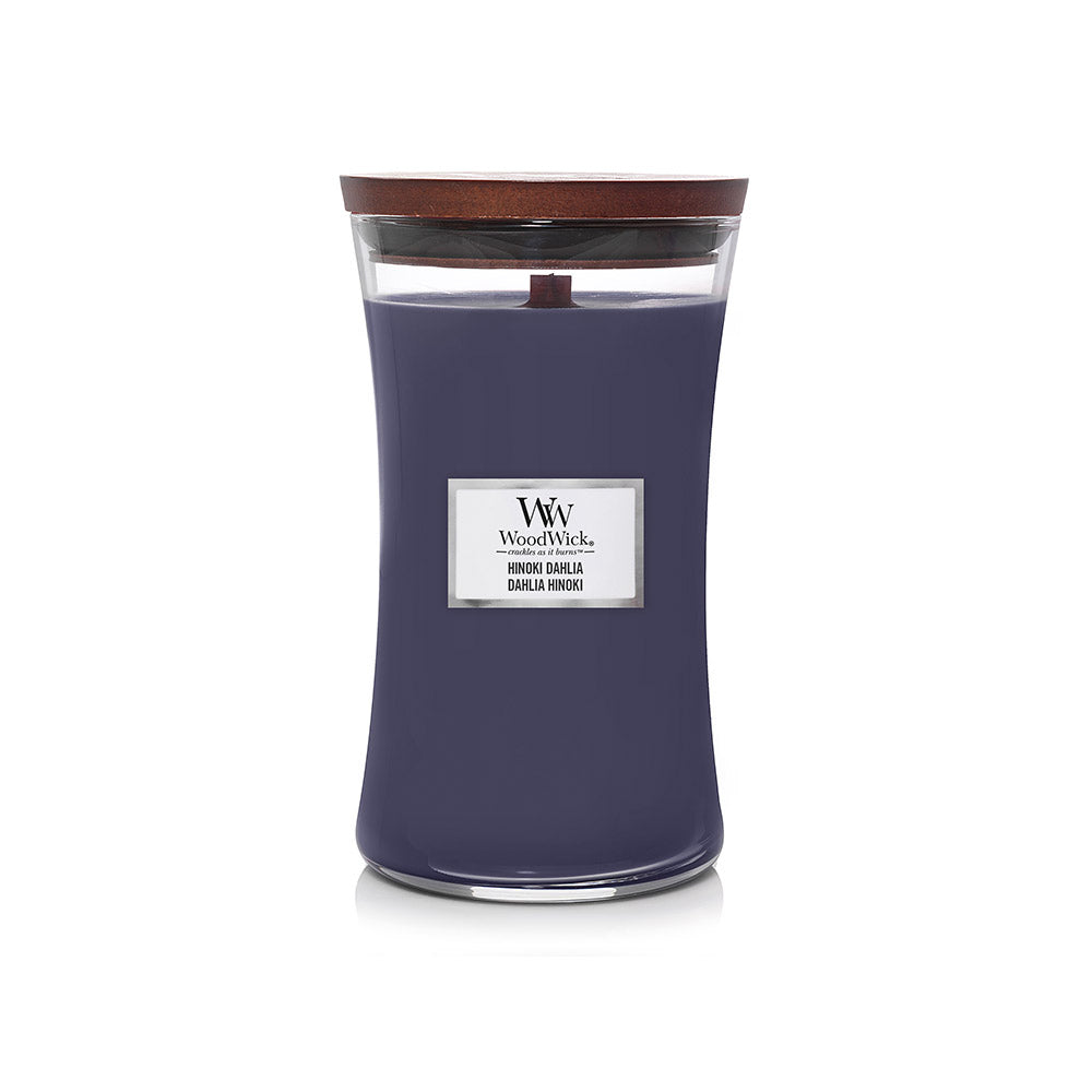 Woodwick Large Hourglass Candle Hinoki Dahlia