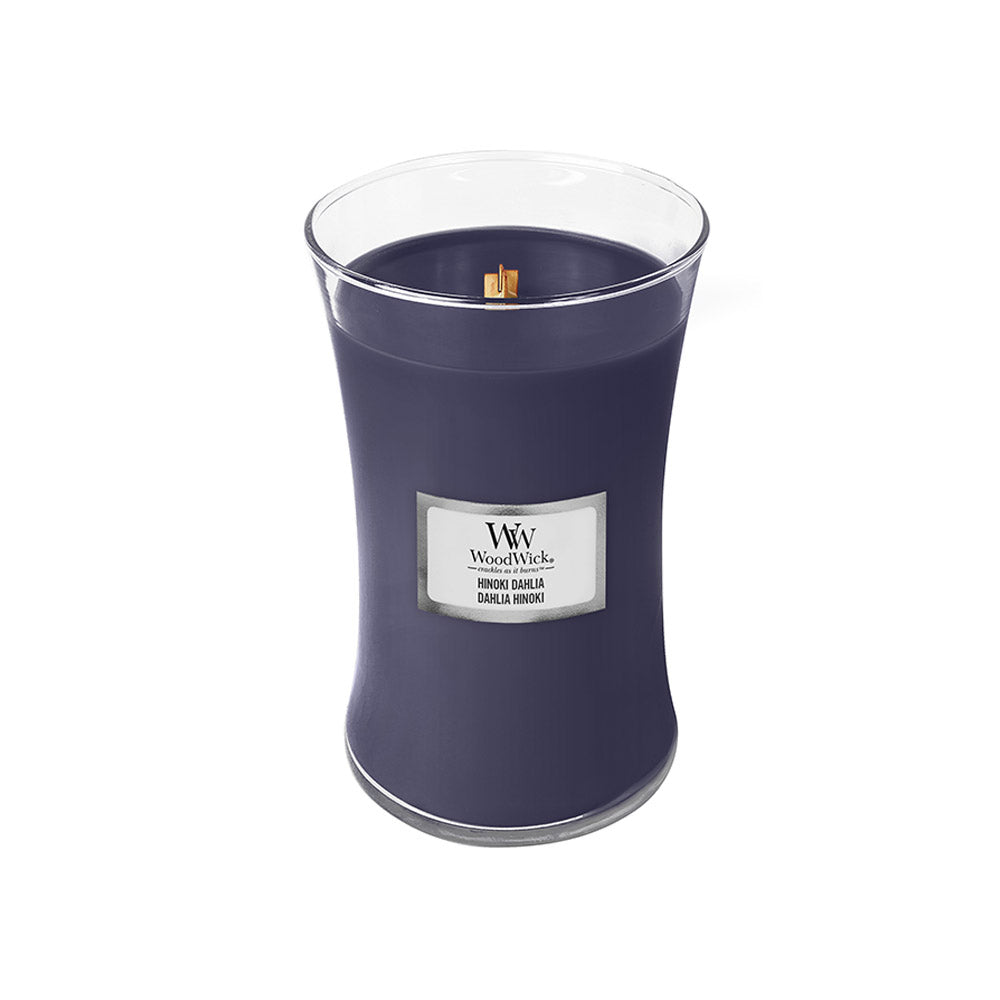 Woodwick Large Hourglass Candle Hinoki Dahlia