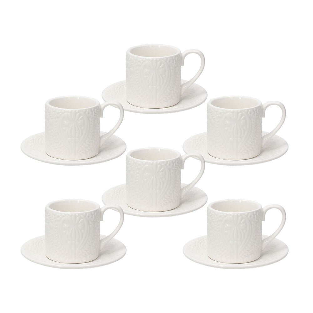 Tognana Copenaghen 6-Piece Cup & Saucer Set – Elegant Porcelain Tea & Coffee Cups with Saucers, Modern Design for Home, Office & Café