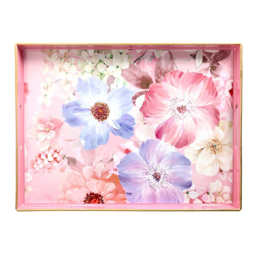 Tognana Rectangular Flowers Tray – Decorative Serving Tray for Snacks, Appetizers & Desserts, Elegant Floral Design for Home, Kitchen & Dining