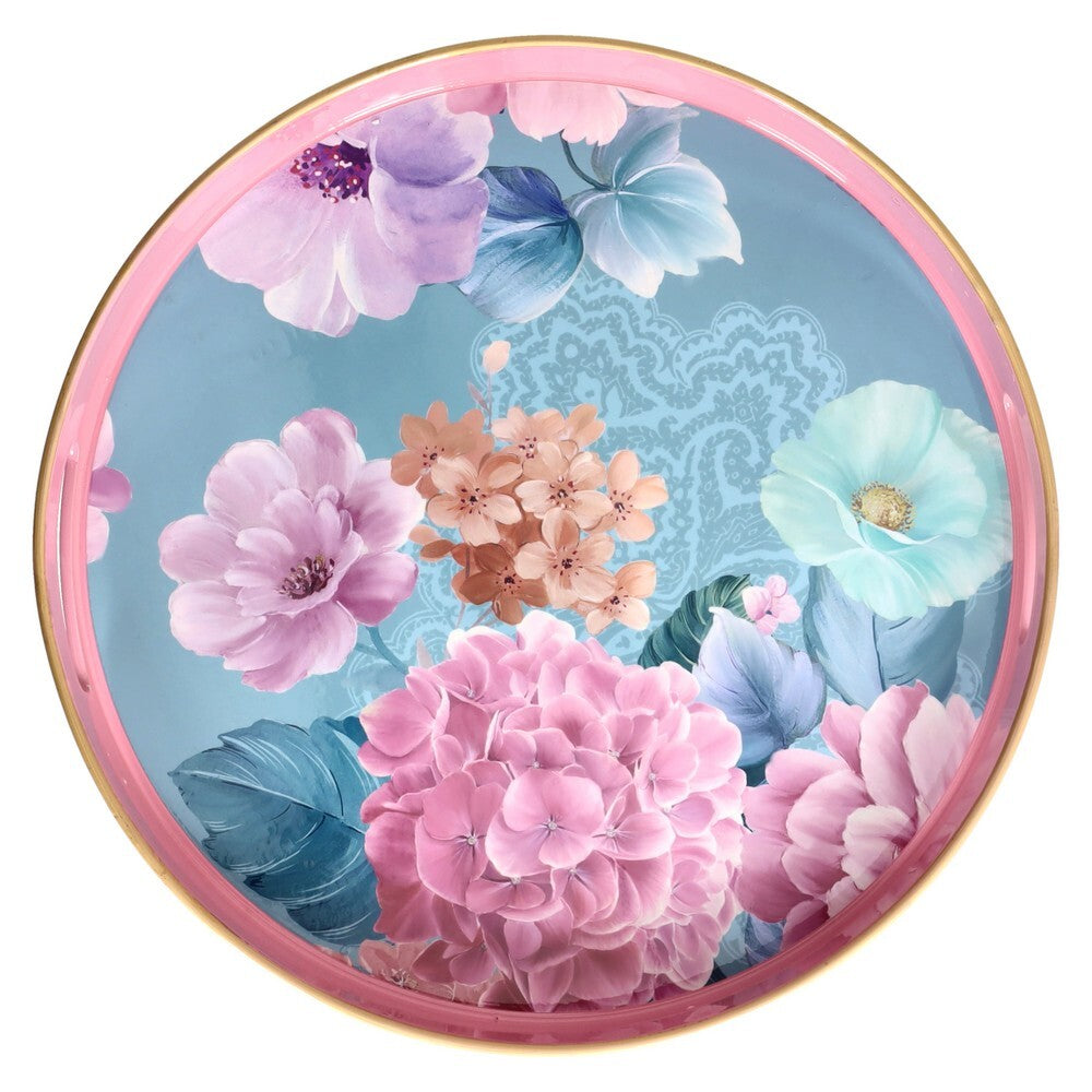 Tognana Round Tray Flowers 38cm – Decorative Serving Tray for Snacks, Appetizers & Desserts, Elegant Floral Design for Home, Kitchen & Dining
