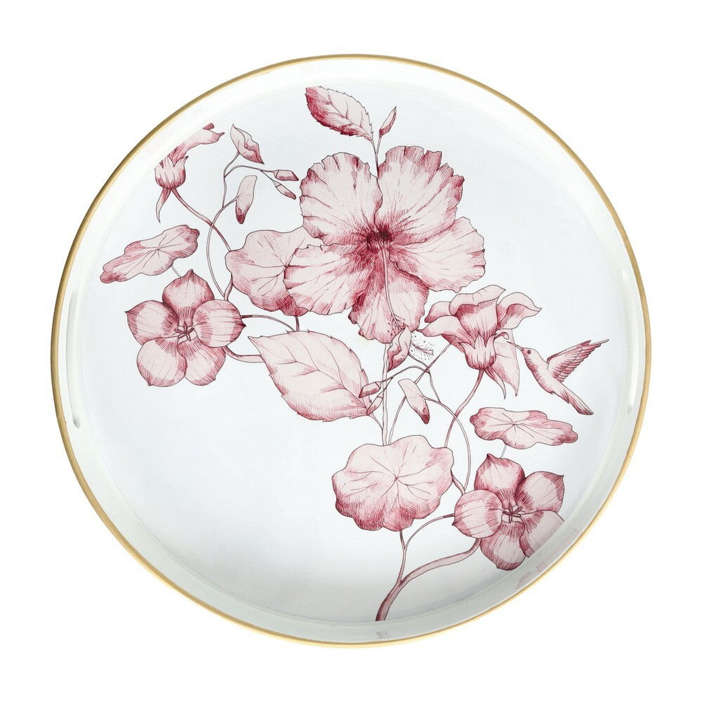 Tognana Round Tray Red Flower 38cm – Decorative Serving Tray for Snacks, Appetizers & Desserts, Elegant Red Floral Design for Home, Kitchen & Dining