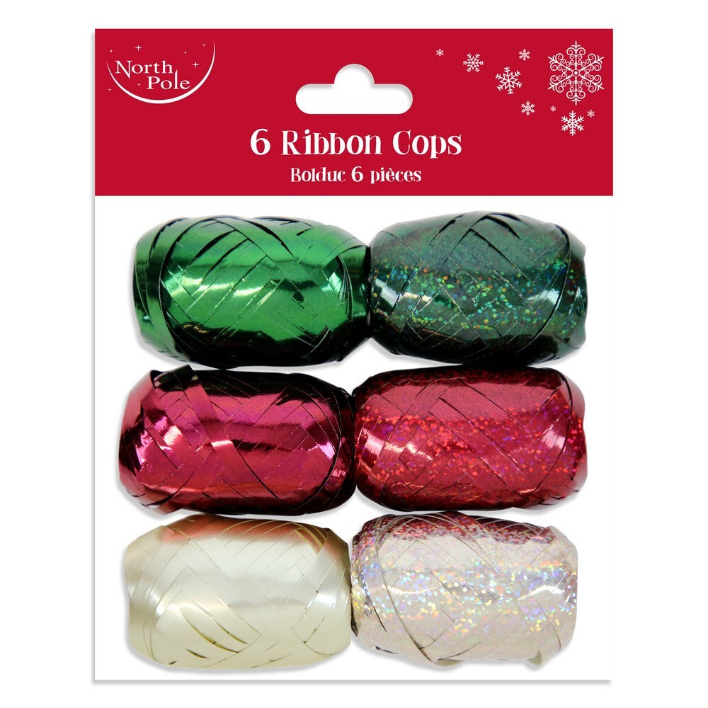 Eurowrap 6-Pack Ribbon Cops – Trend Mix Decorative Gift Wrapping Ribbons for Christmas, Birthday, Wedding, Party & Crafts