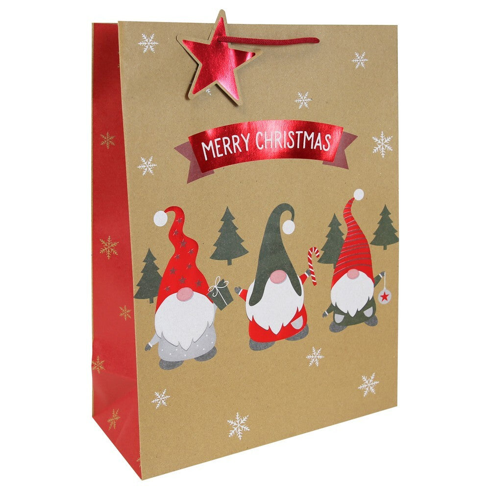 Eurowrap Gonk Kraft Bag – Christmas and Holiday Gift Bag, Festive Packaging, Seasonal Gift Presentation, Holiday Celebration, and Perfect Christmas Gifting Essentials - Size XL