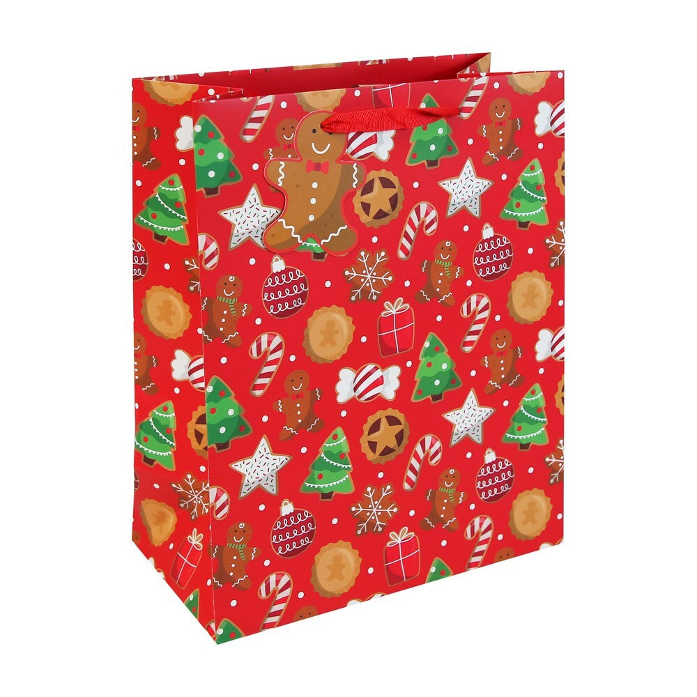 Eurowrap Gingerbread Bag – Christmas and Holiday Gift Bag, Festive Packaging, Seasonal Present Holder, Holiday Celebration, and Perfect Christmas Gifting Essentials - Large