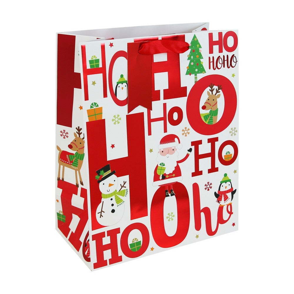 Eurowrap HOHOHO Bag, Christmas and Holiday Gift Bag, Festive Packaging, Seasonal Present Holder, Holiday Celebration, and Perfect Christmas Gifting Essentials - Size LARGE