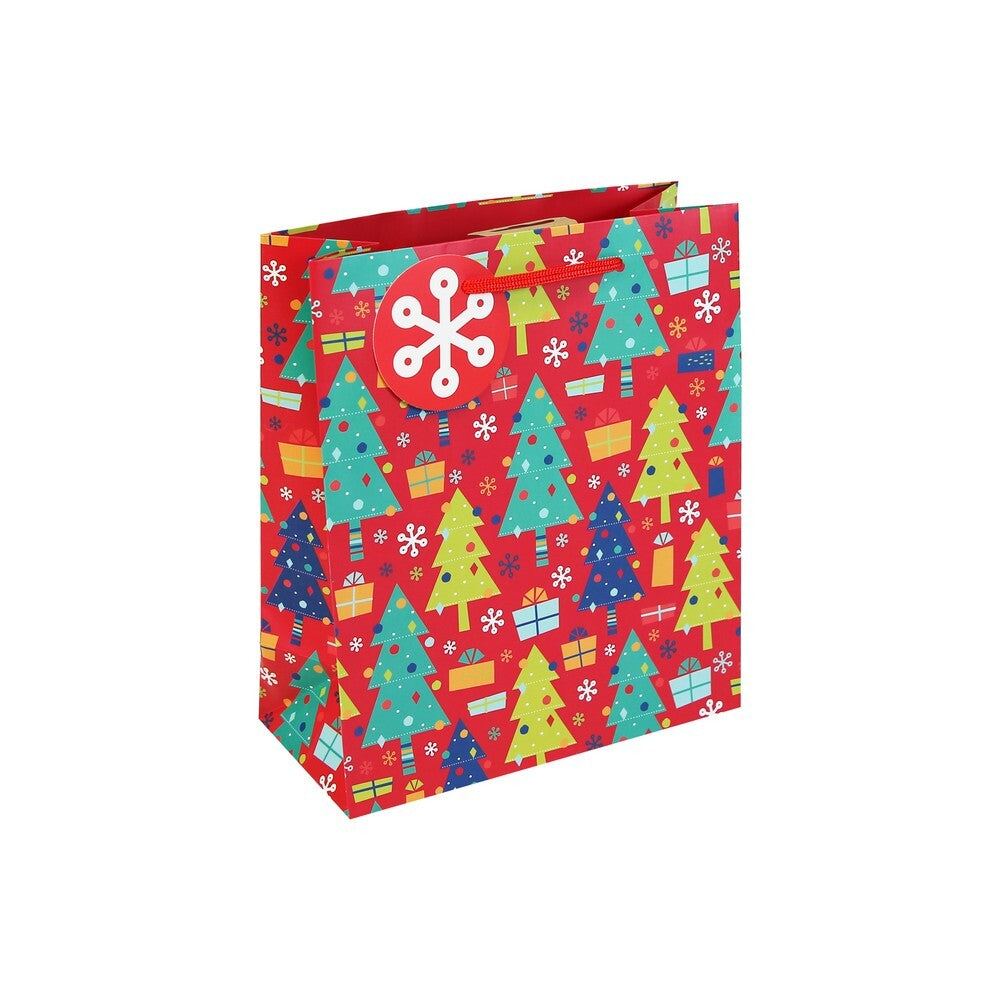 Eurowrap TCF Trees Gift Bag – Christmas and Holiday Wrapping, Seasonal Packaging for Presents, Festive Gifting, Holiday Celebration, and Perfect Christmas Gift Presentation - Size MEDIUM