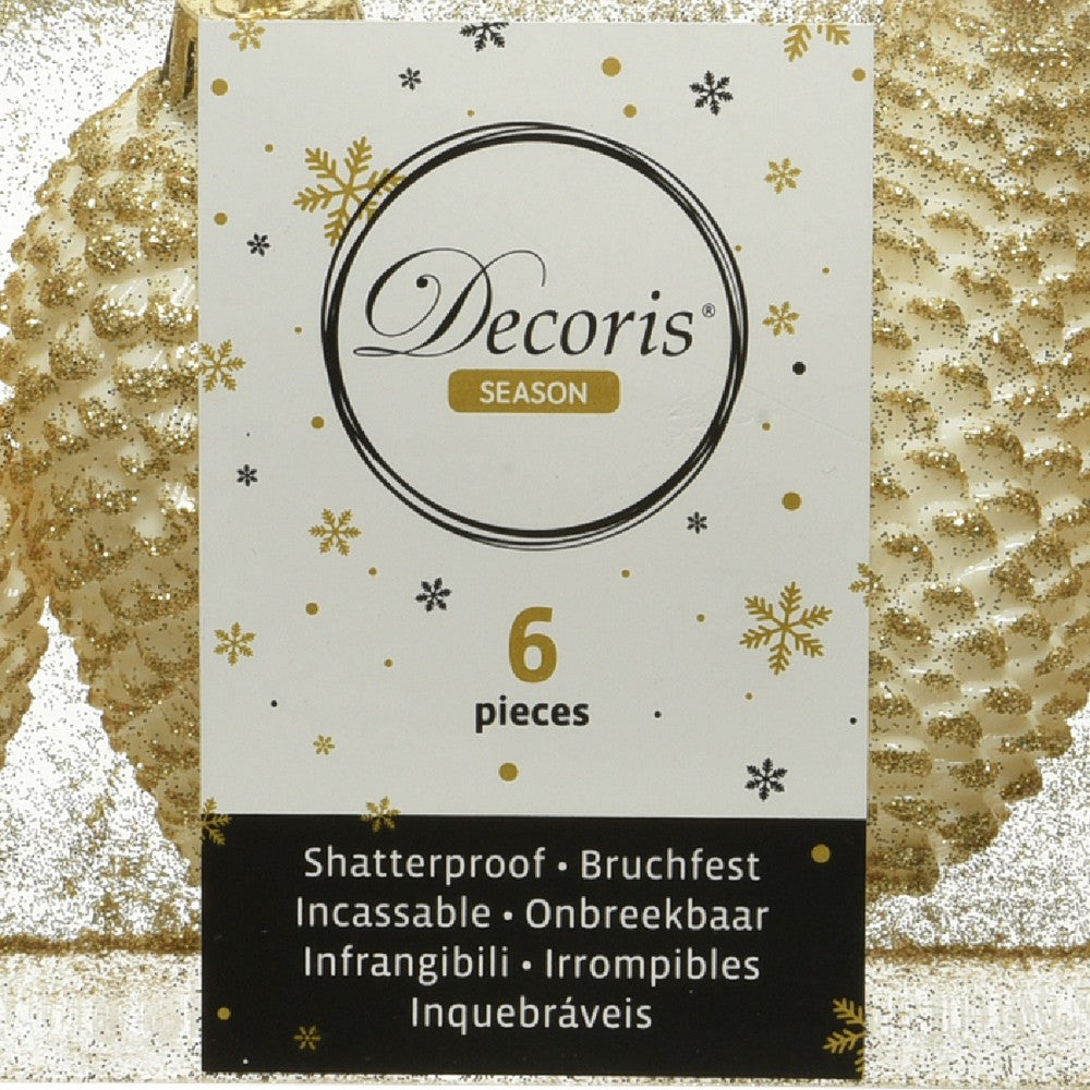 Kaemingk 8cm Polystyrene Pinecone with Glitter – Wool White Christmas & Holiday Ornament for Festive Indoor Décor, 6 piece pack