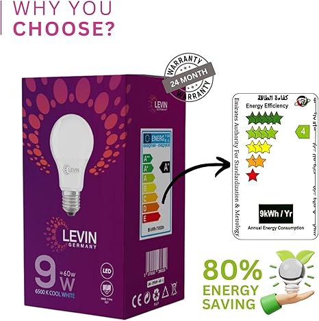 Levin LED A-BULB 9W 6500K E27 Pack of 3