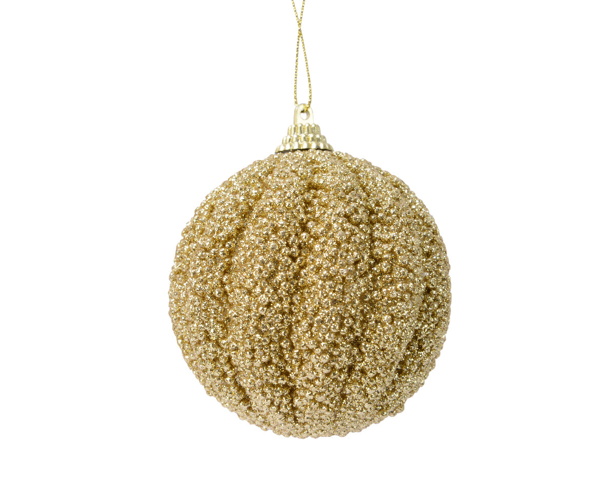 Homesmiths Bauble Foam Glitter Light Gold 8cm