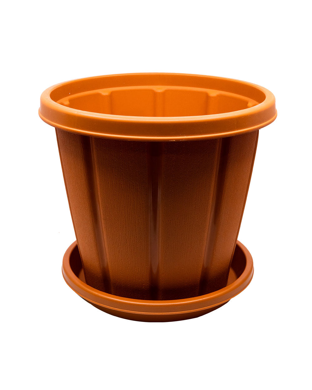 Cosmoplast Woodgrain Pot With Tray 6 Inches