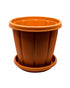 Cosmoplast Woodgrain Pot With Tray 6 Inches