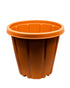 Cosmoplast Pot Woodgrain With Tray 14 Inch Terracotta