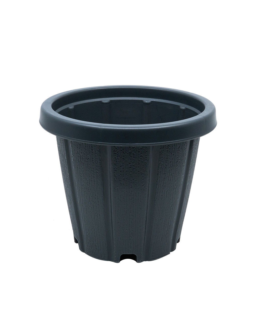 Cosmoplast Woodgrain Pot With Tray 6 Inches Grey