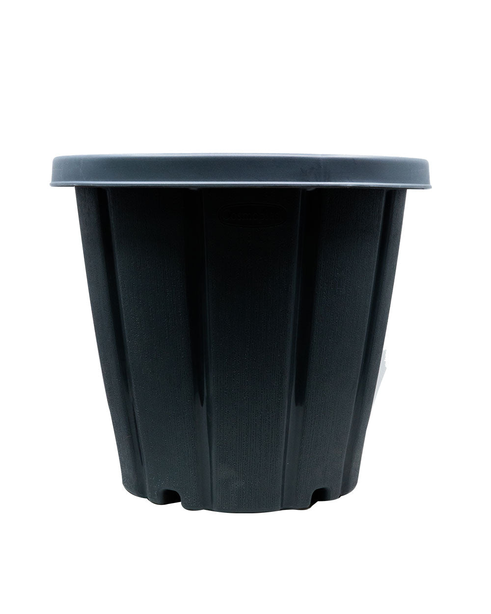 Cosmoplast Woodgrain Pot With Tray 14 Inches Grey