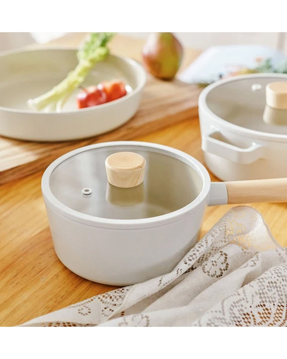 Neoflam FIKA Cast Aluminum 18cm Saucepan with Glass Lid Induction Type