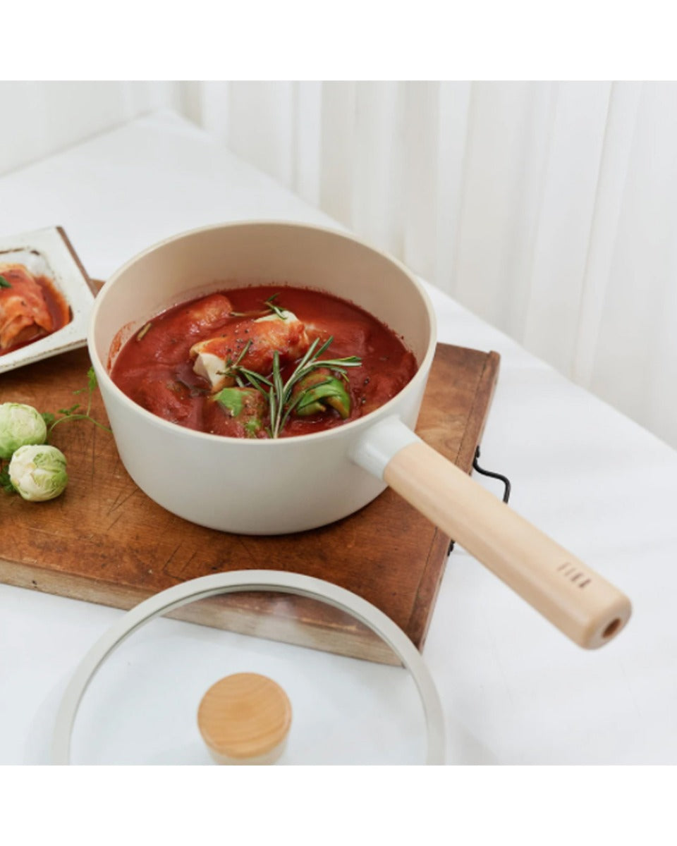 Neoflam FIKA Cast Aluminum 18cm Saucepan with Glass Lid Induction Type