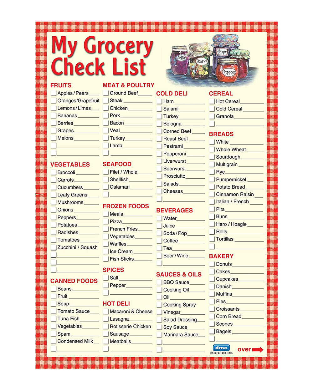 DMC 50 Sheets Grocery Check List Pad Food Check List Assorted 1 Piece