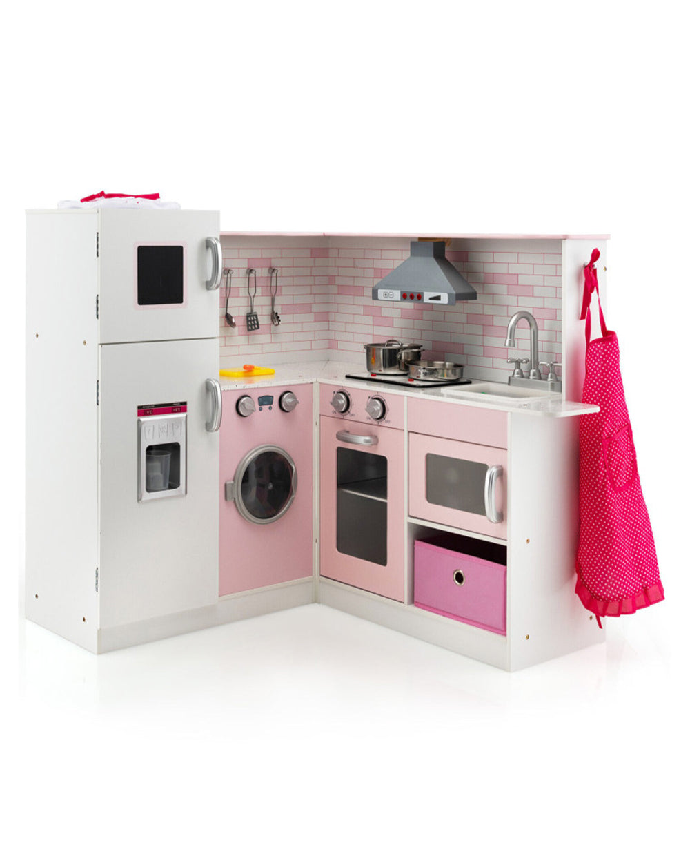 Cost Way Corner Play Kitchen Wooden Toy Set with Sound and Light