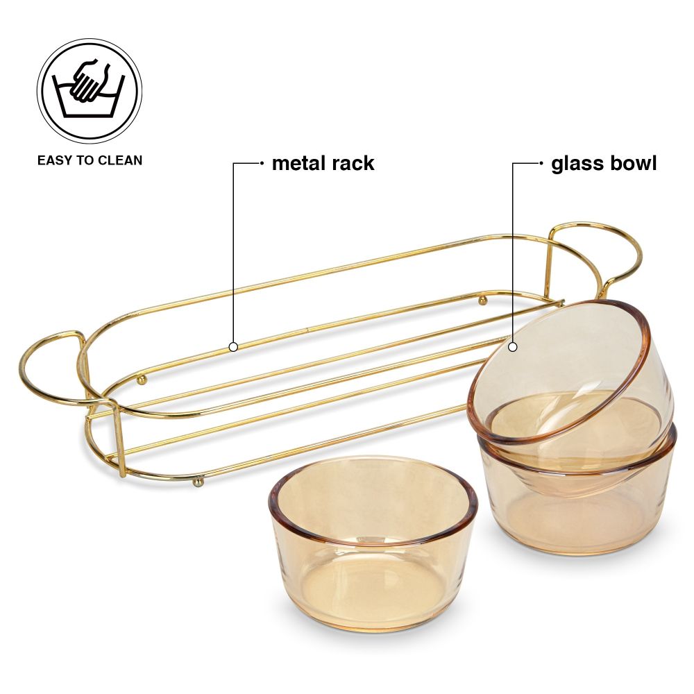 Fissman Set Of 3 Bowls 36 X 10.5 X 5.7 Cm With Metal Stand