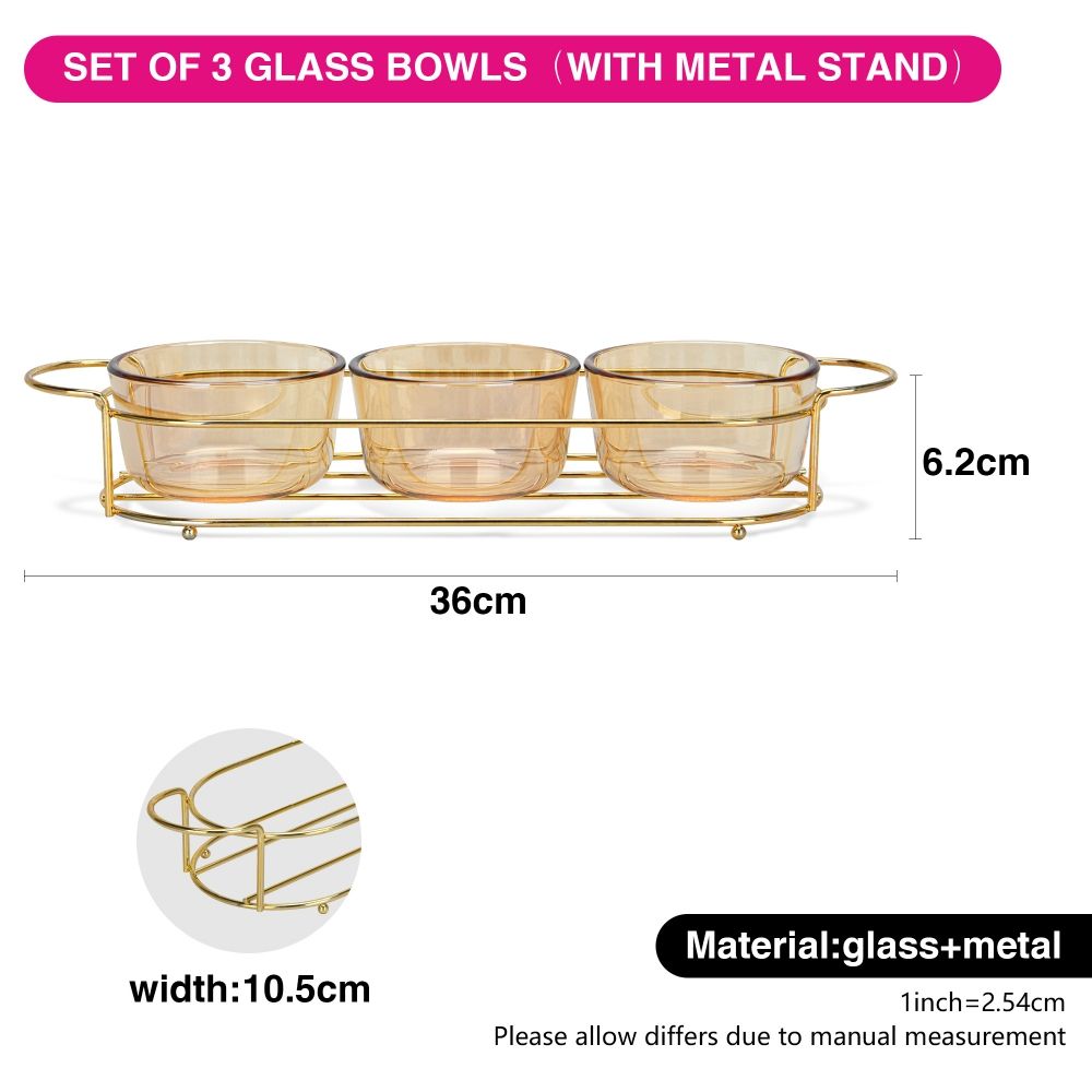 Fissman Set Of 3 Bowls 36 X 10.5 X 5.7 Cm With Metal Stand