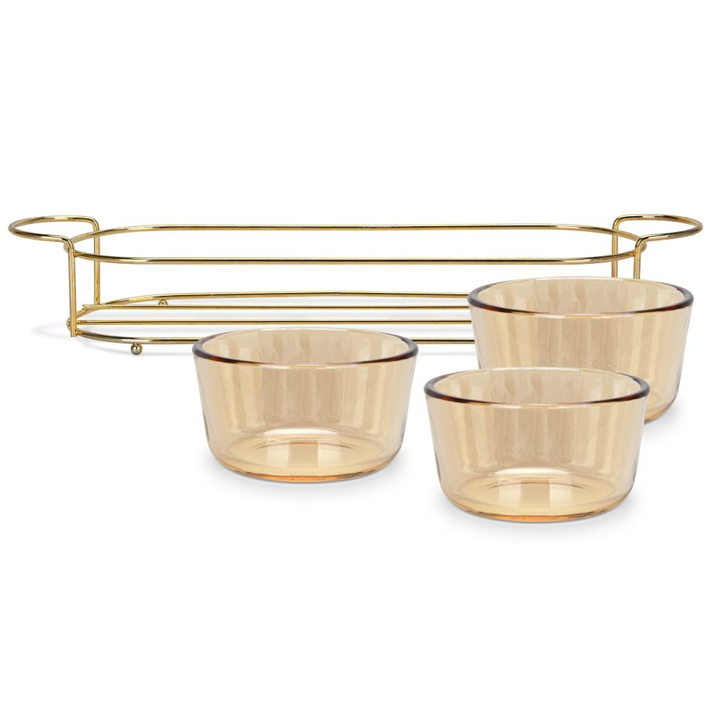 Fissman Set Of 3 Bowls 36 X 10.5 X 5.7 Cm With Metal Stand