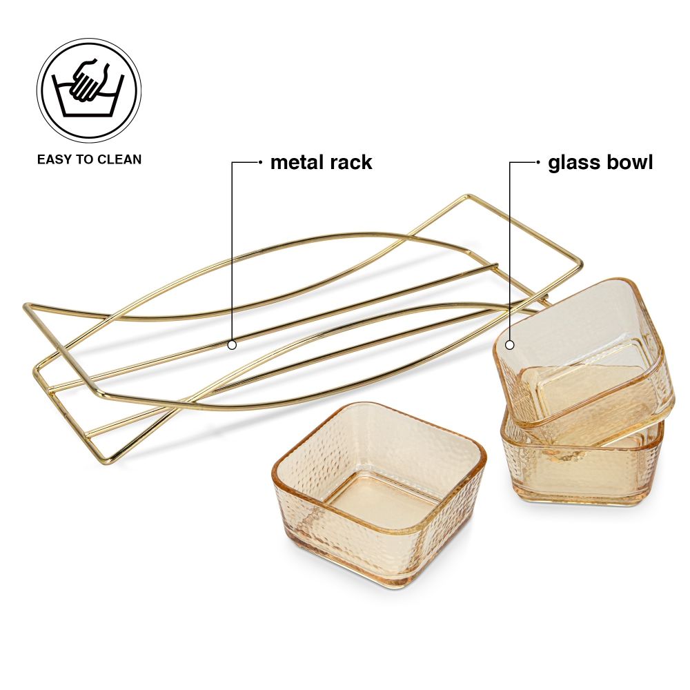 Fissman Set Of 3 Bowls 32 X 11.5 X 5.3 cm With Metal Stand