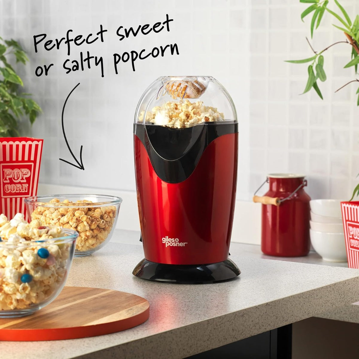 Giles & Posner Popcorn Maker Sorbet Red (Display Unit)