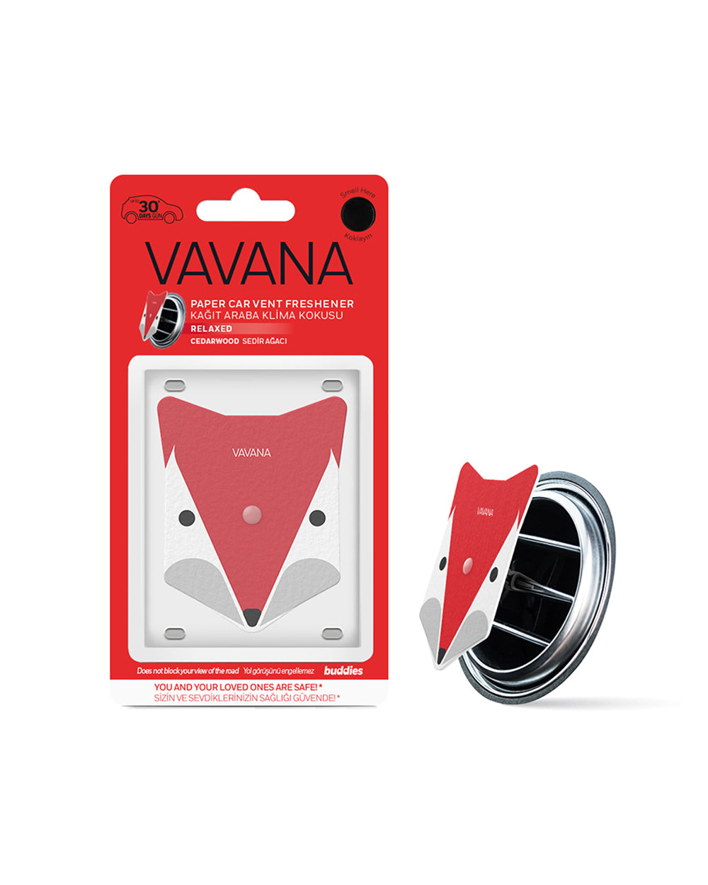 Vavana Buddies Relaxed Paper Car Vent Fresheners Fox
