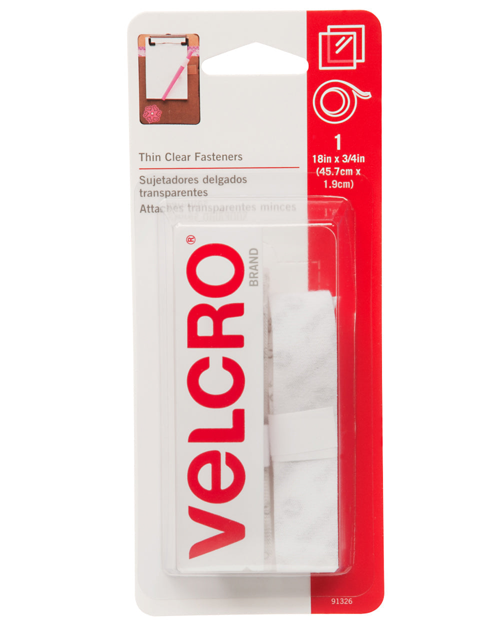 Velcro 18X3/4 Inches Thin Clear Tape