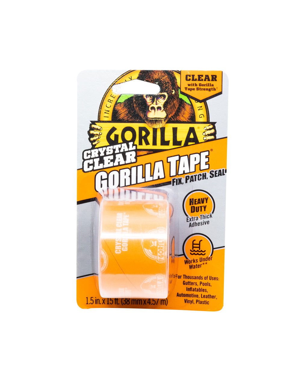 Gorilla Crystal Clear Tape 1.5" X 5 Yard