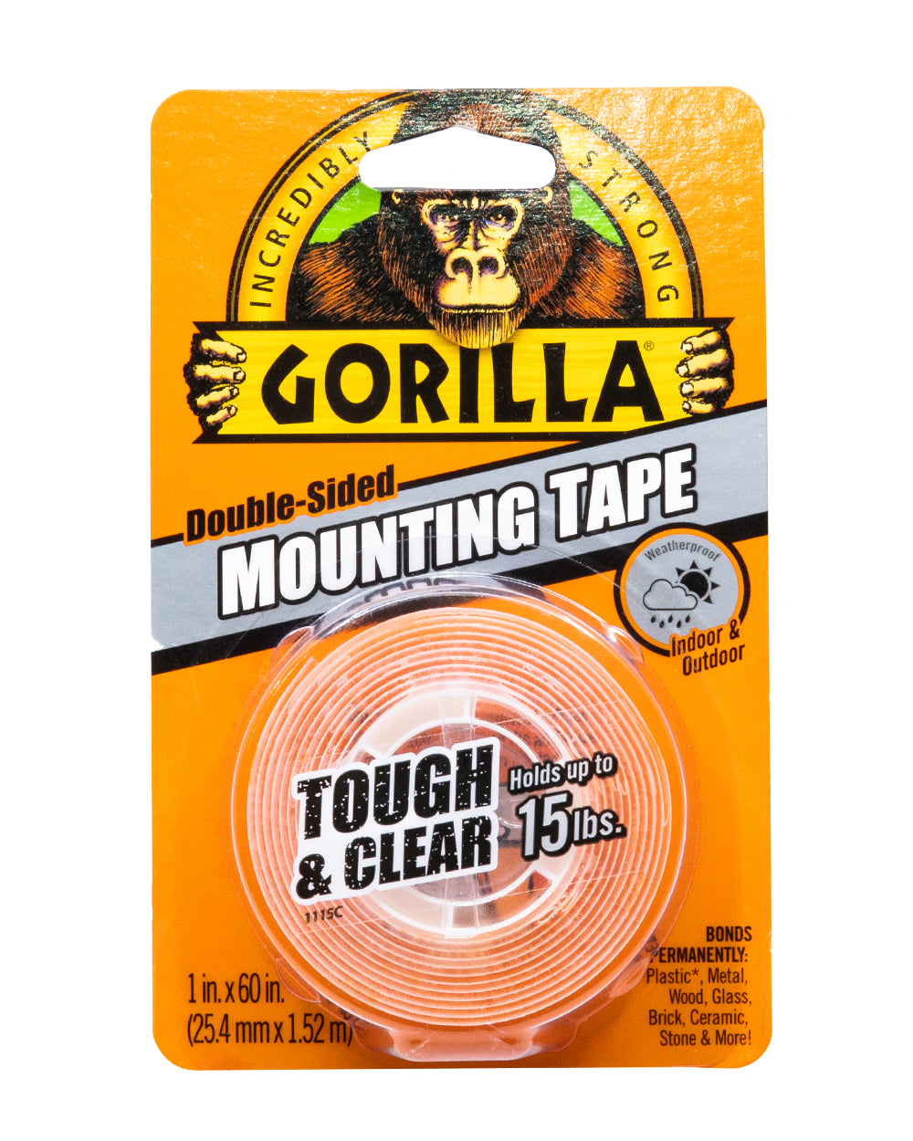 Gorilla Double Side Mounting Tape Tough & Clear 1" X 60"
