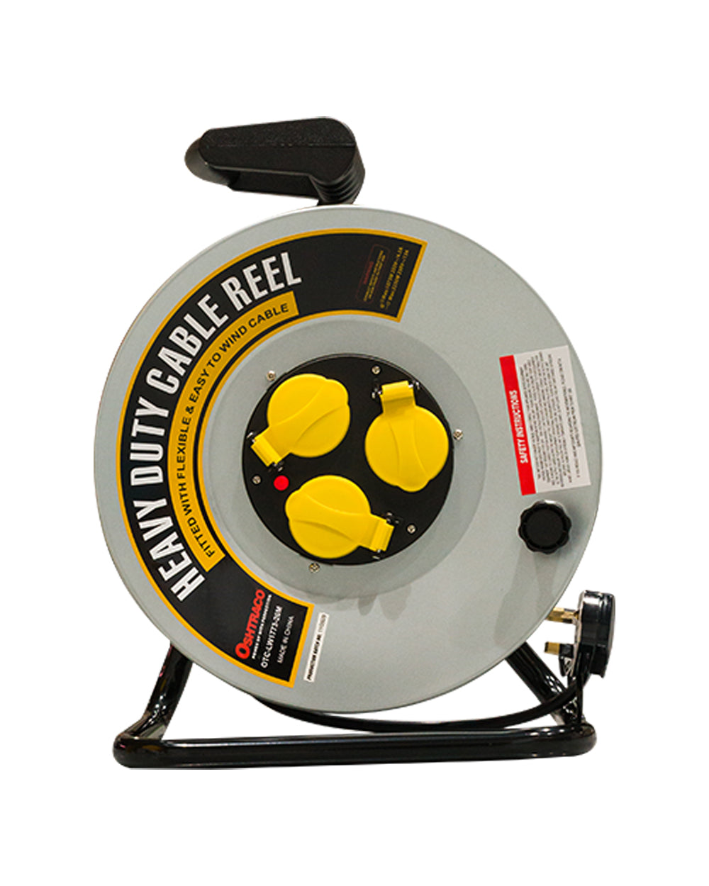 Oshtraco 3 Way Heavy Duty Metal Body Cable Reel 20 Meter