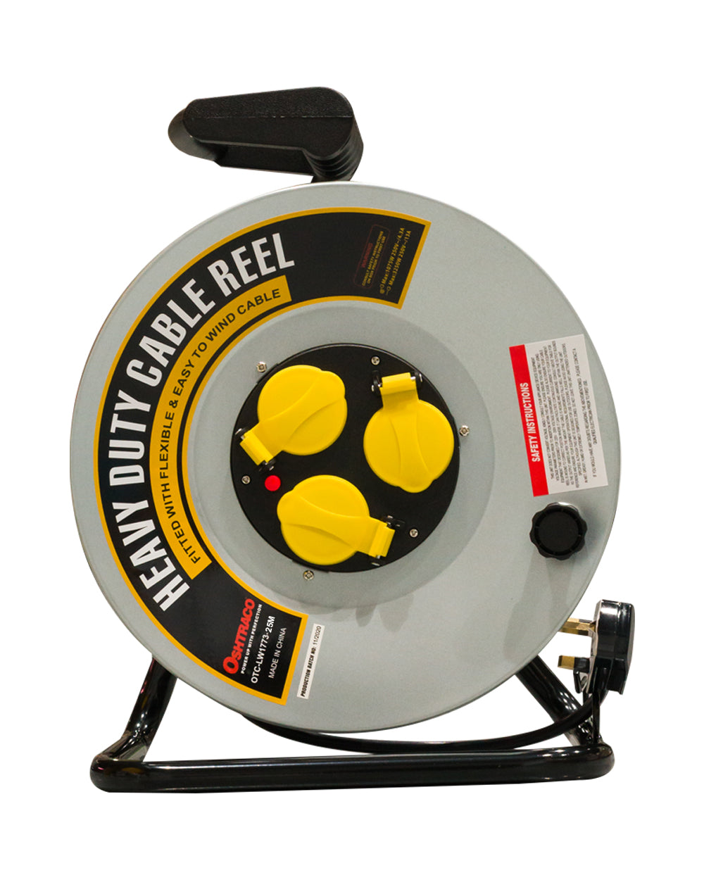 Oshtraco 3 Way Heavy Duty Metal Body Cable Reel 25 Meter