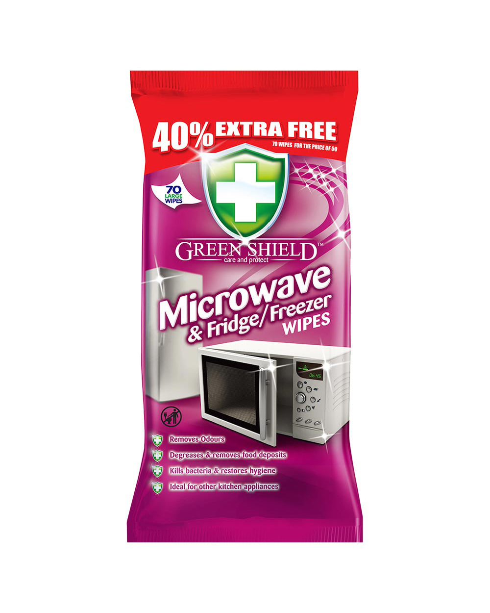 Green Shield Microwave, Fridge and Freezer Cleaner Wipes 70 Pieces