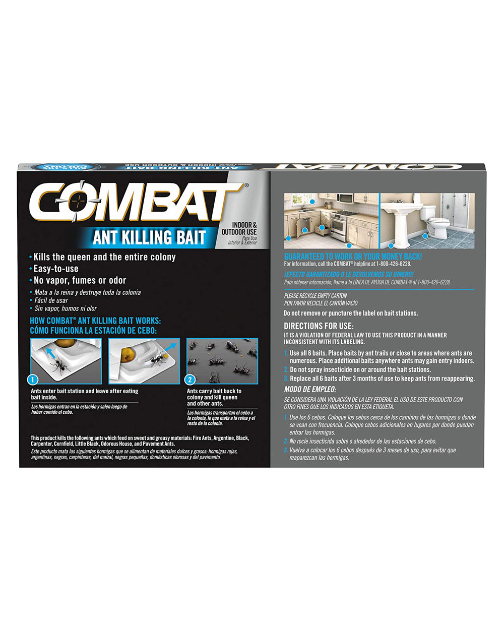 Combat Max Ant Killing Bait Stations, Indoor & Outdoor Use Pack of 6