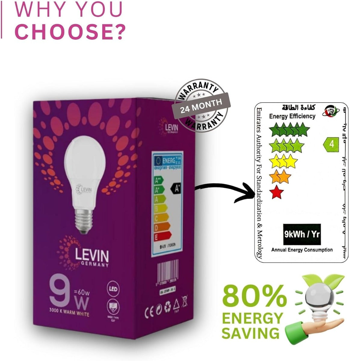 Levin LED A-BULB 9W 3000K E27