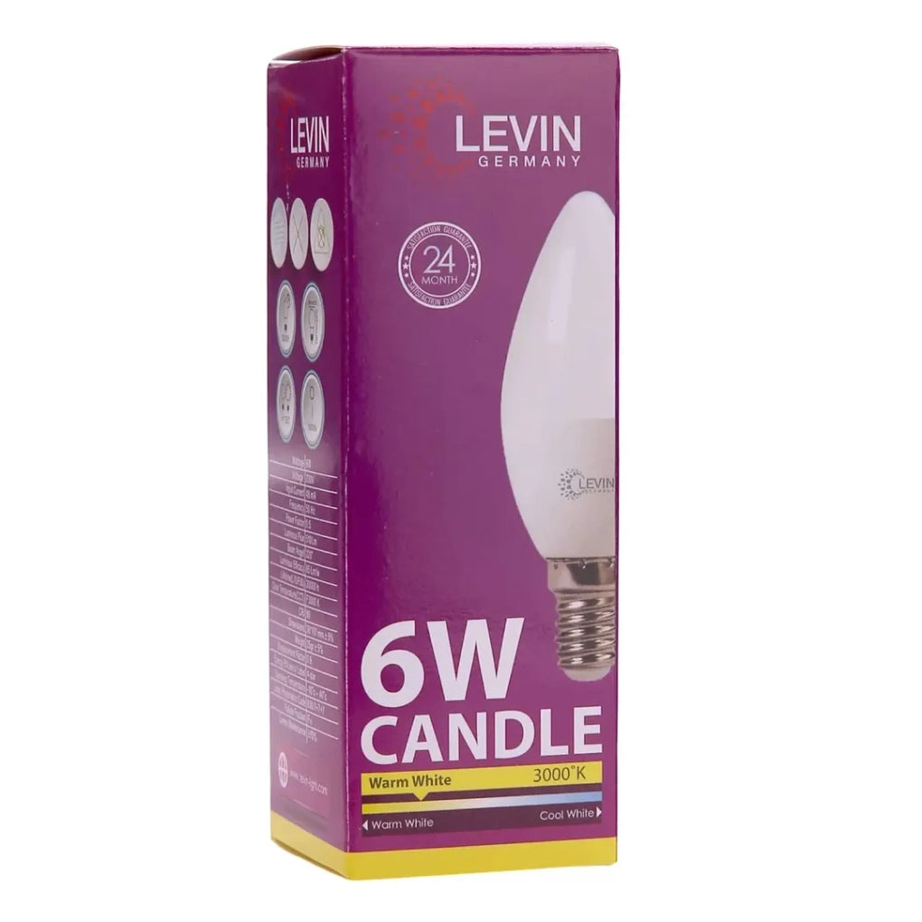 Levin LED C37 Candle Bulb 6W 3000K