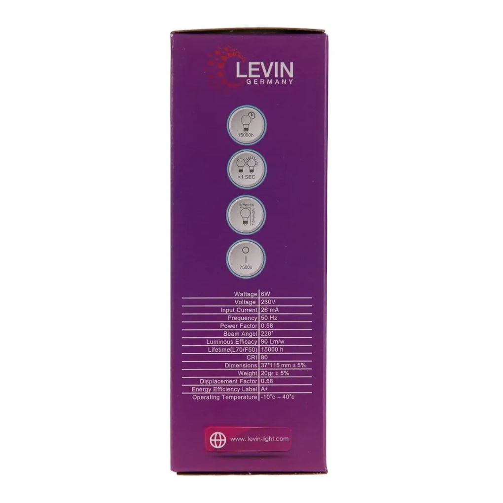 Levin LED C37 Candle Bulb 6W 6500K