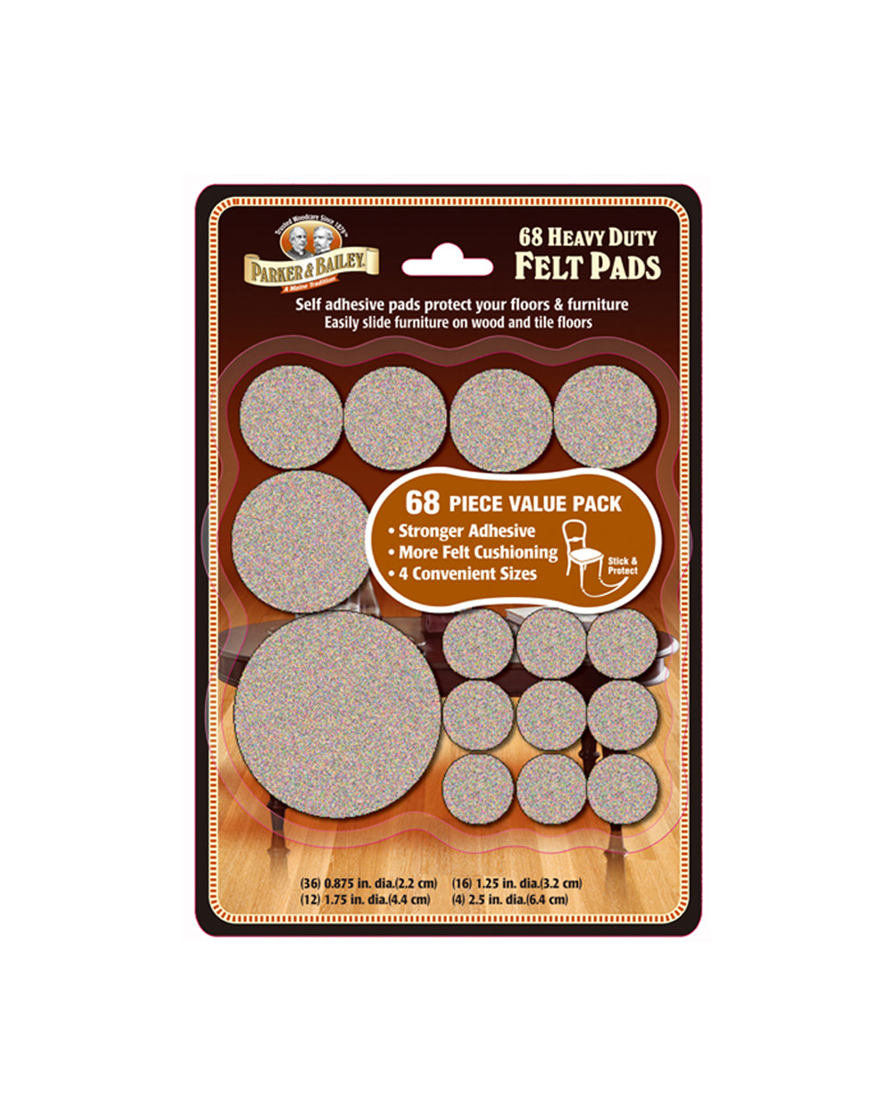 Parker & Bailey Felt 68 Pieces Assorted Sizes Oatmeal