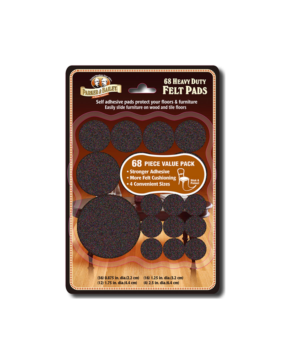 Parker & Bailey Felt 68 Pieces Assorted Sizes Brown