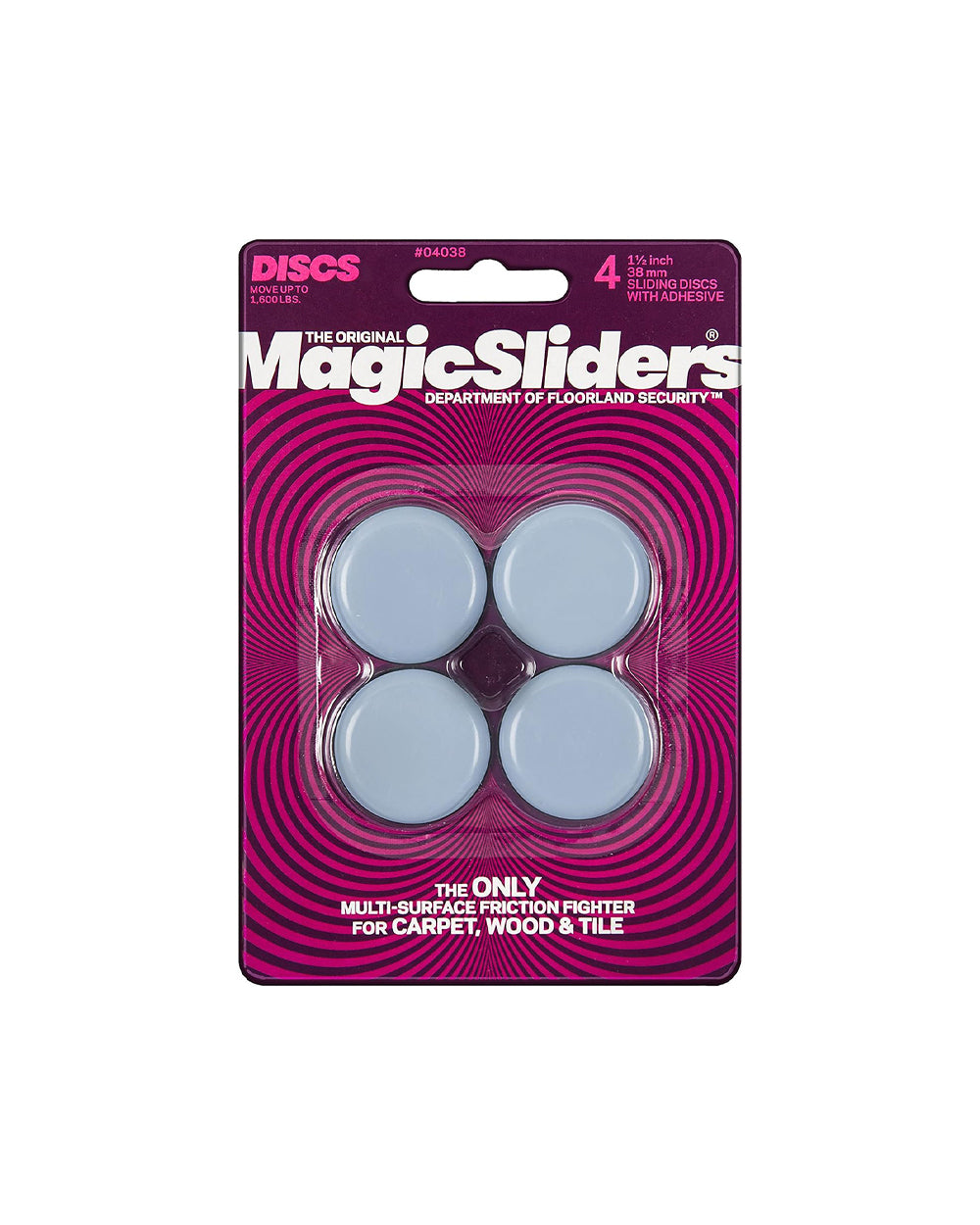 Magic Sliders 1.5 inch Round Sliding Discs with Adhesive Backing Pack of 4