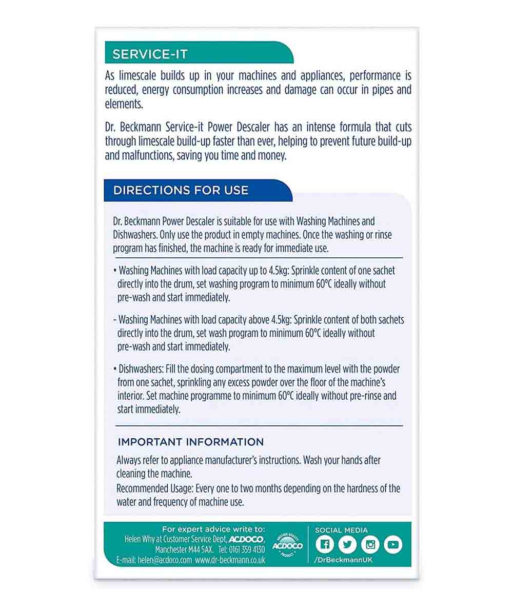 Dr Beckmann Service It Power Descaler 2 x 50g