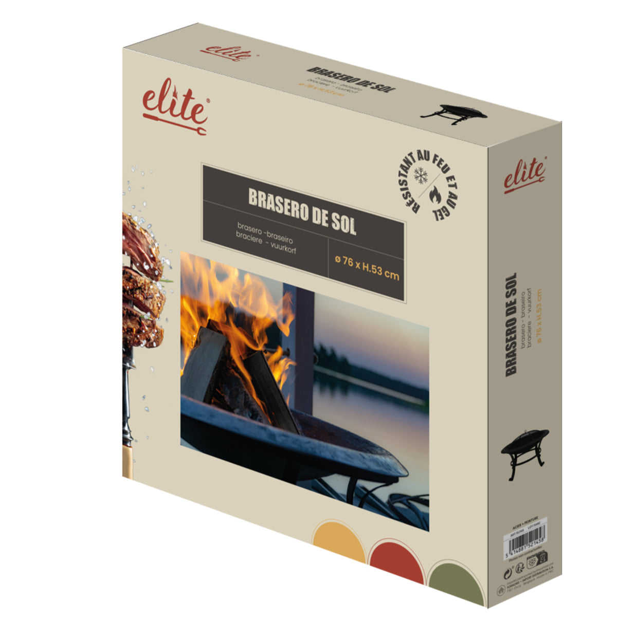 Elite Fire Pit With Lid And Poker D76 cm X H53 cm