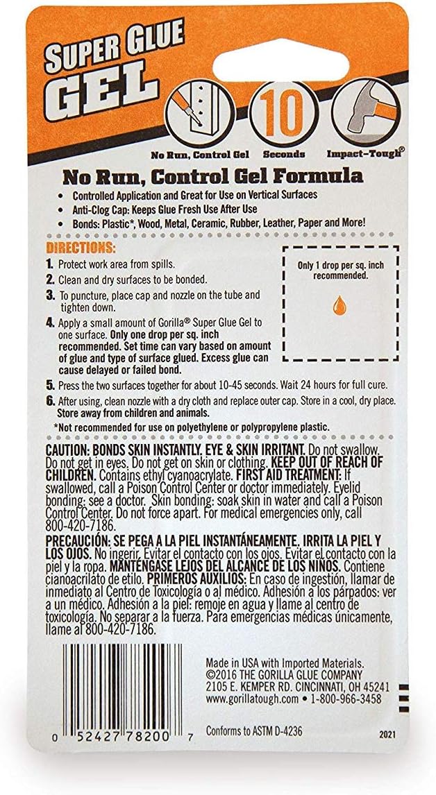Gorilla Super Glue Gel 2-3G Tubes
