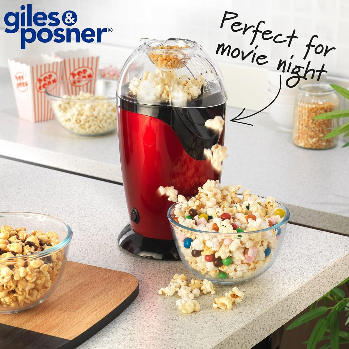 Giles & Posner Popcorn Maker Sorbet Red (Display Unit)