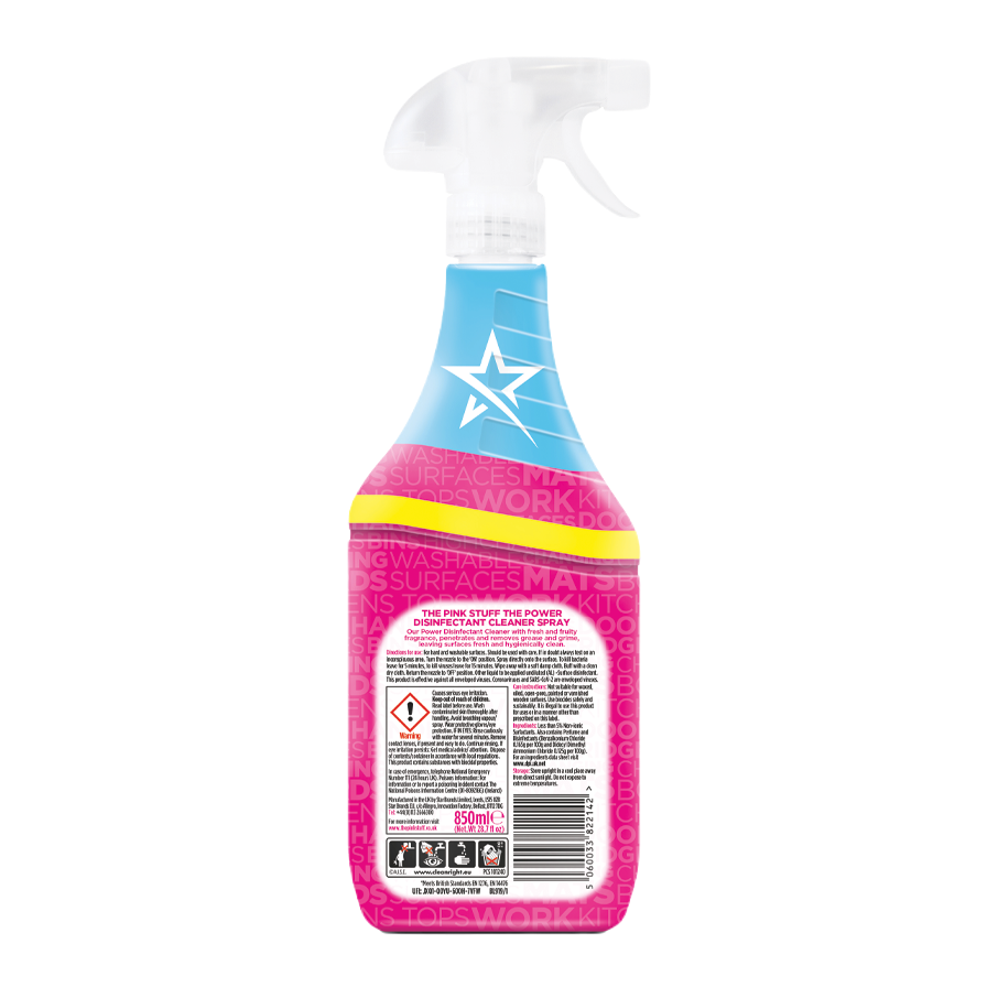 The Pink Stuff Power Disinfectant Multi Purpose Cleaner Spray 850ML
